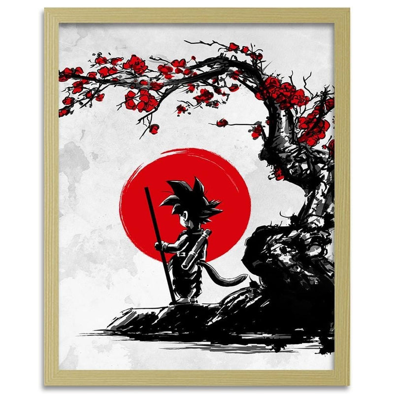 Glezna bēšā rāmī - Goku And The Red Moon  Home Trends DECO