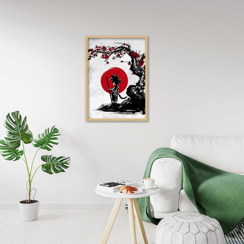 Glezna bēšā rāmī - Goku And The Red Moon  Home Trends DECO