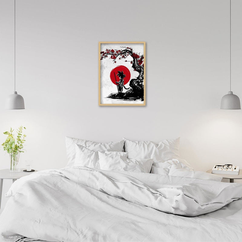 Glezna bēšā rāmī - Goku And The Red Moon  Home Trends DECO