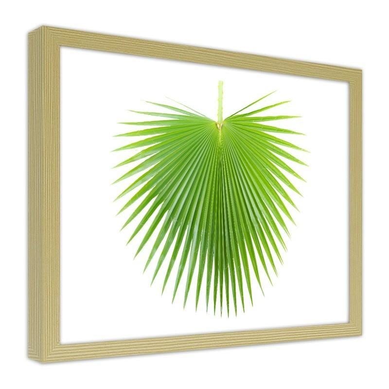 Glezna bēšā rāmī - Green palm leaf  Home Trends DECO