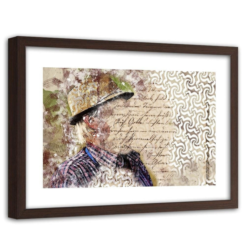 Glezna brūnā rāmī - The Man In The Hat Abstraction  Home Trends DECO