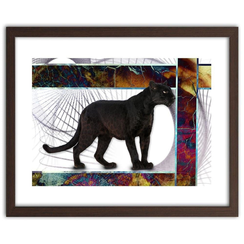 Glezna brūnā rāmī - Vigilant Panther  Home Trends DECO