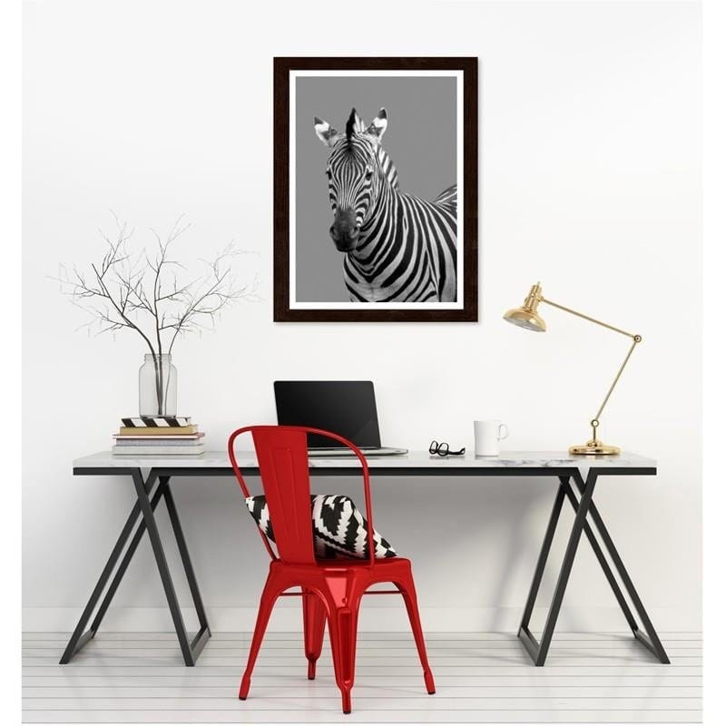 Glezna brūnā rāmī - Zebra in black and white  Home Trends DECO