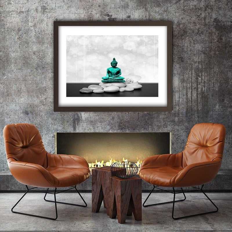 Glezna brūnā rāmī - Zen Buddha On The Rocks  Home Trends DECO