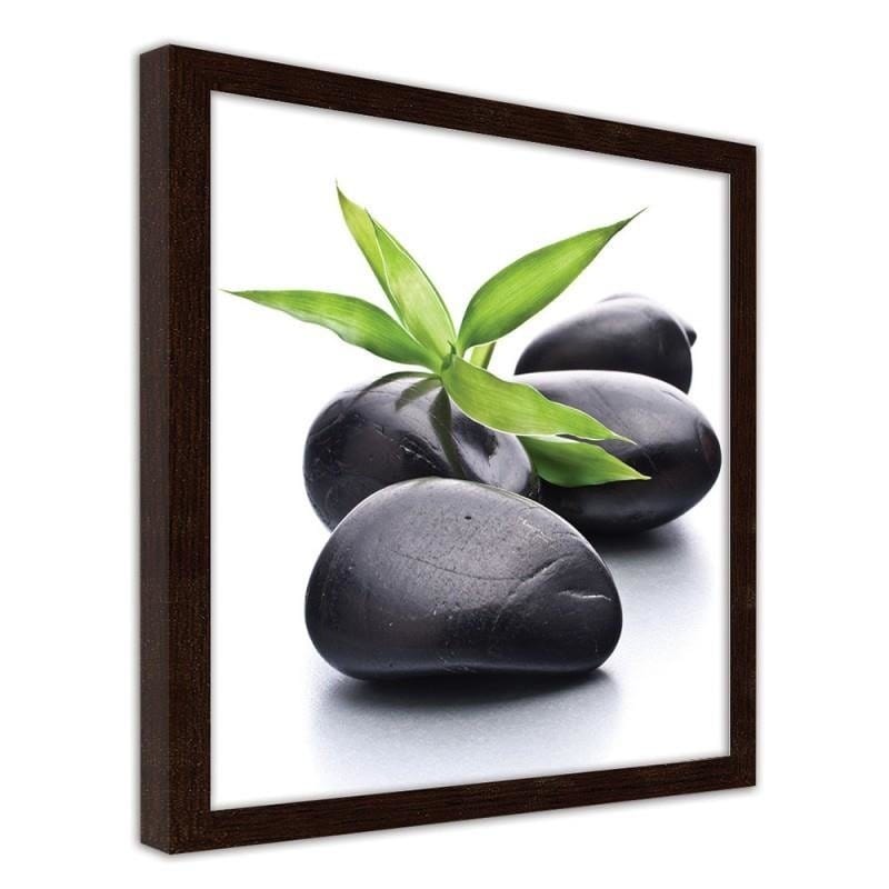 Glezna brūnā rāmī - Zen pebbles and leaves  Home Trends DECO