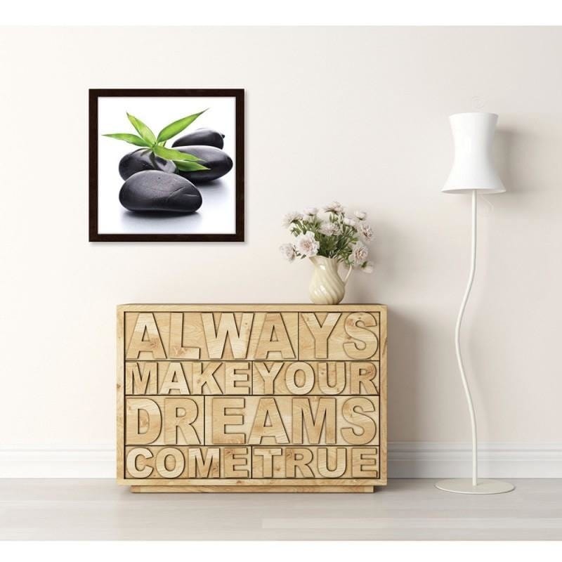 Glezna brūnā rāmī - Zen pebbles and leaves  Home Trends DECO