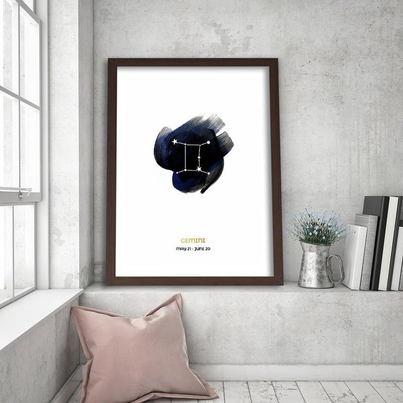 Glezna brūnā rāmī - Zodiac Sign Gemini  Home Trends DECO