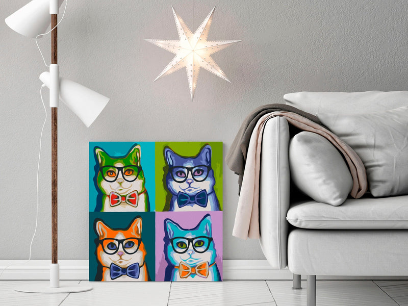 Glezna izkrāso pēc cipariem - Cats With Glasses 40x40 cm Artgeist