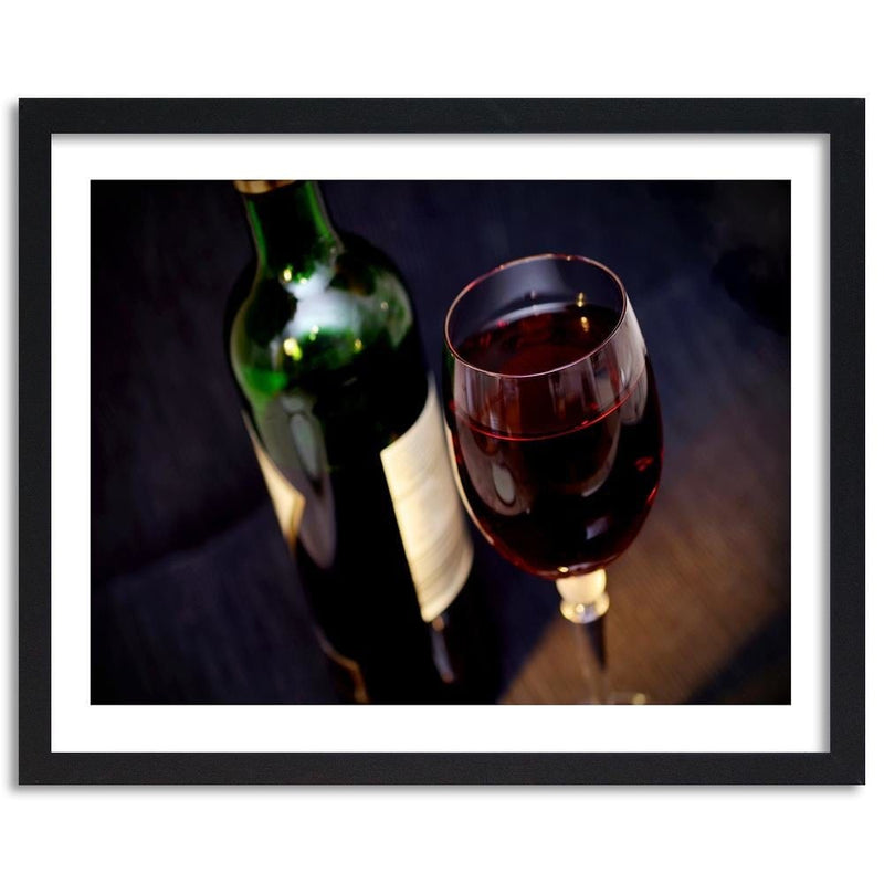 Glezna melnā rāmī - A Bottle Of Wine And A Glass  Home Trends