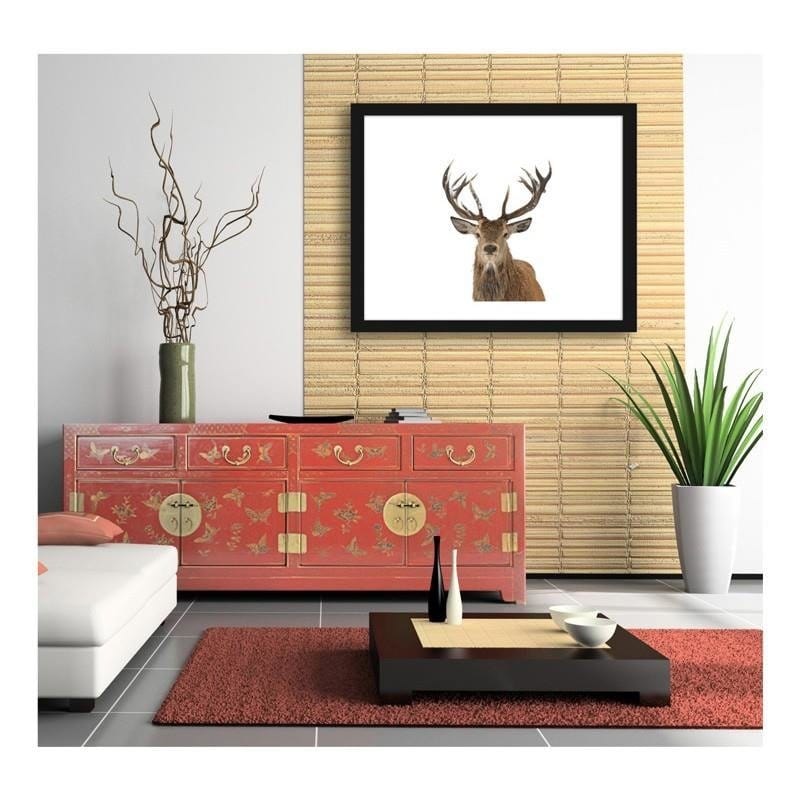 Glezna melnā rāmī - A deer's head on a white background  Home Trends