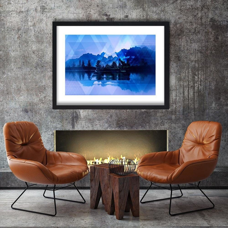 Glezna melnā rāmī - A Lake In The Mountains 1  Home Trends