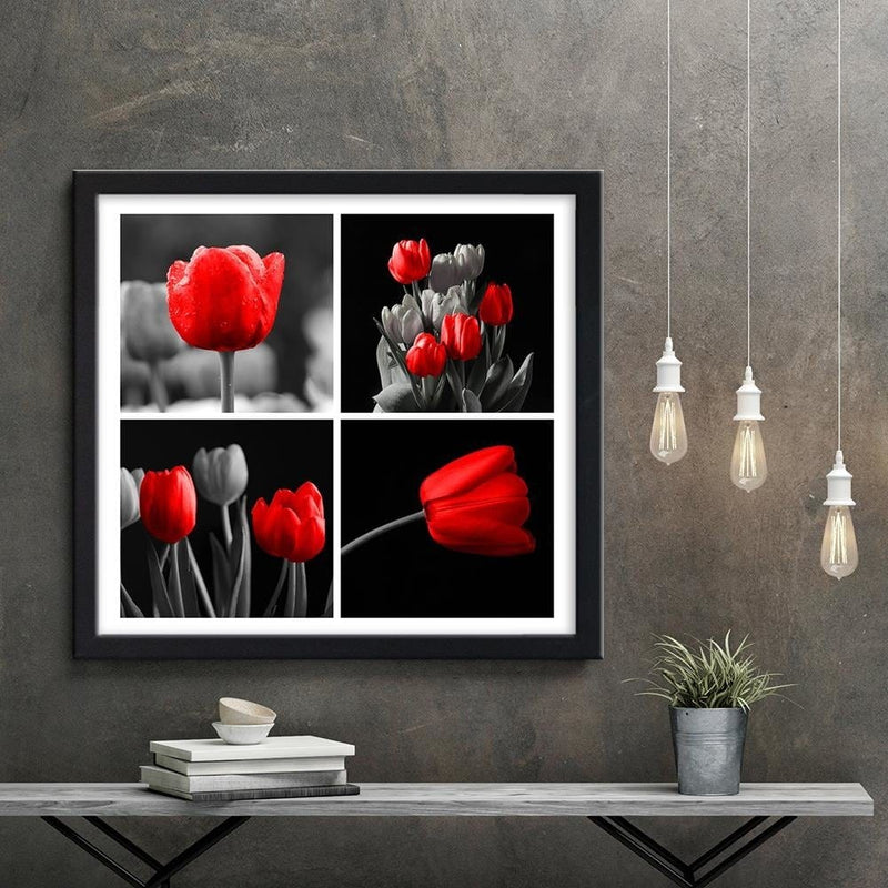 Glezna melnā rāmī - A Set Of Red Tulips  Home Trends