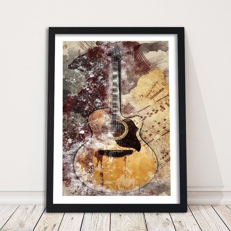 Glezna melnā rāmī - Abstract Guitar  Home Trends