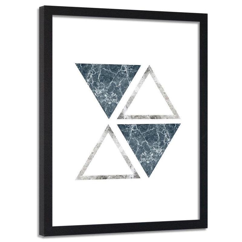 Glezna melnā rāmī - Abstract Marble Triangles  Home Trends