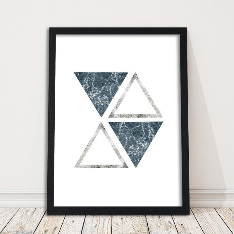 Glezna melnā rāmī - Abstract Marble Triangles  Home Trends