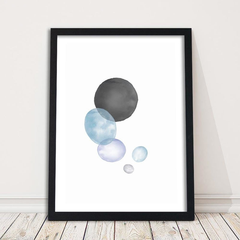 Glezna melnā rāmī - Black And Blue Circles  Home Trends