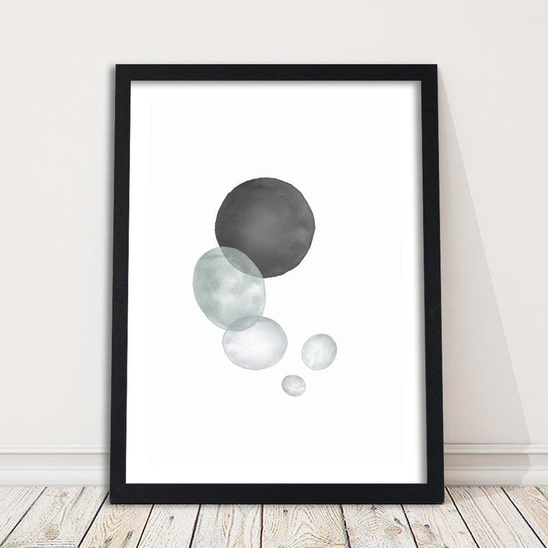 Glezna melnā rāmī - Black And Gray Circles  Home Trends