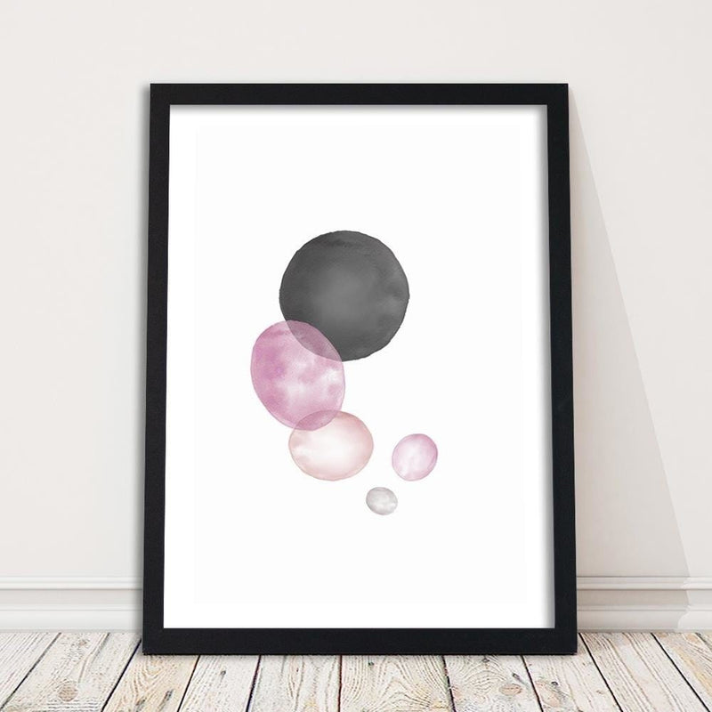 Glezna melnā rāmī - Black And Pink Circles  Home Trends