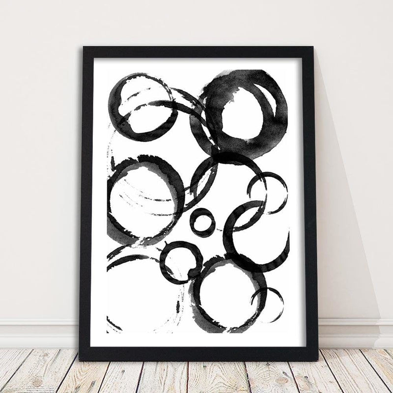 Glezna melnā rāmī - Black Circles  Home Trends