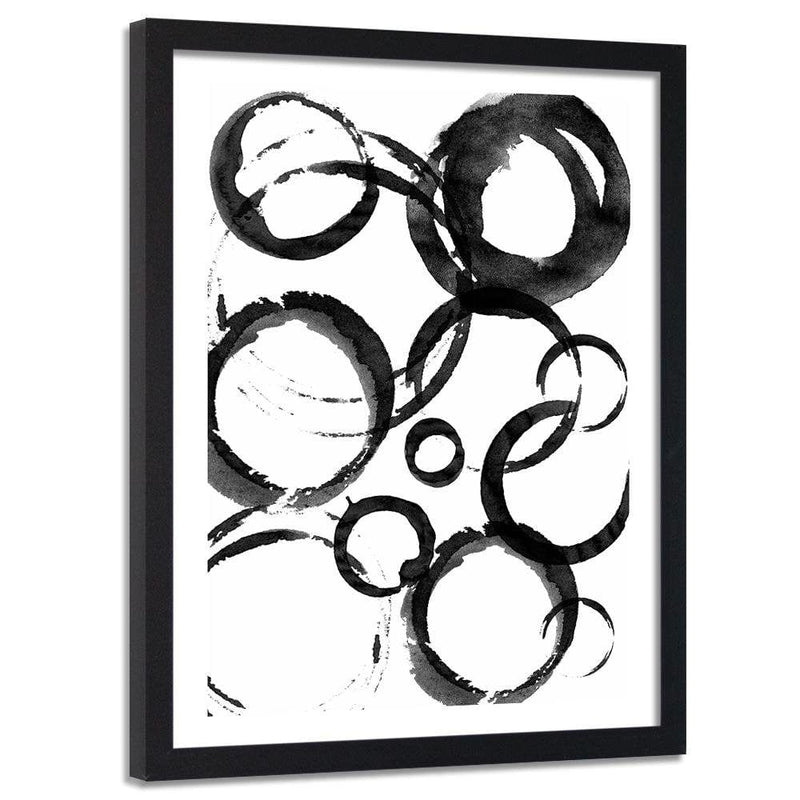 Glezna melnā rāmī - Black Circles  Home Trends