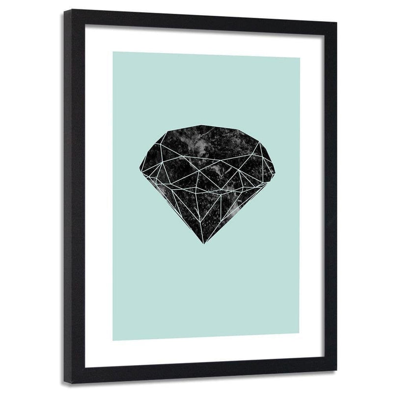 Glezna melnā rāmī - Black Diamond On A Blue Background  Home Trends