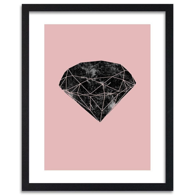 Glezna melnā rāmī - Black Diamond On A Pink Background  Home Trends