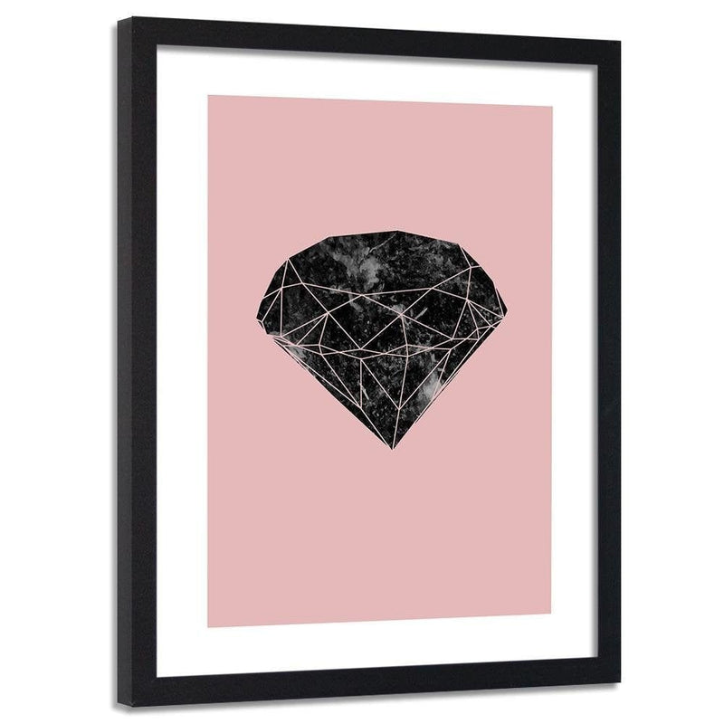 Glezna melnā rāmī - Black Diamond On A Pink Background  Home Trends