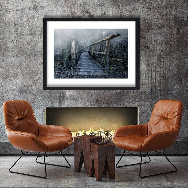 Glezna melnā rāmī - Bridge In The Fog  Home Trends