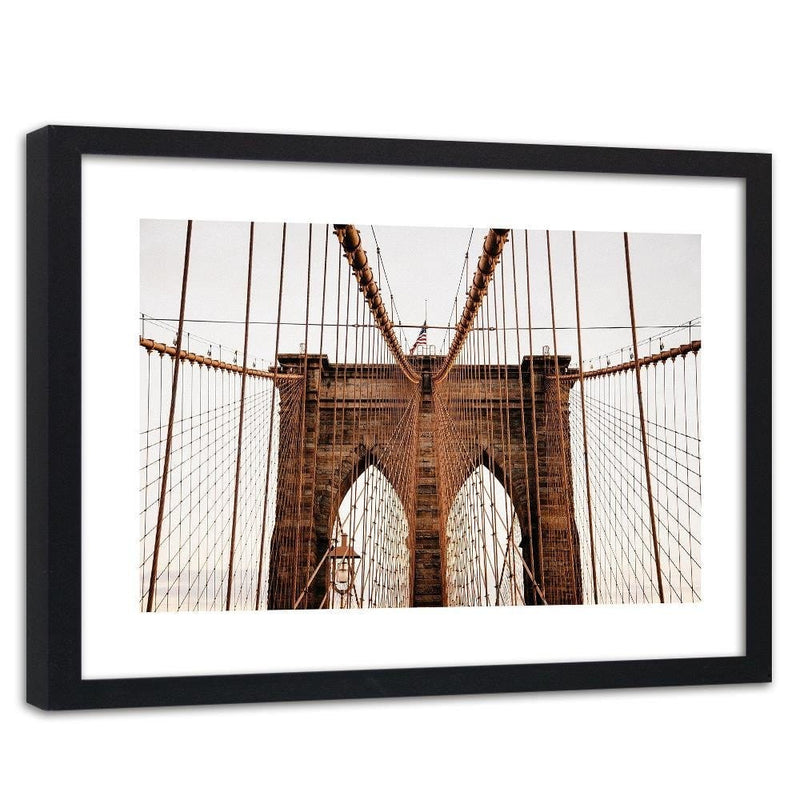 Glezna melnā rāmī - Brooklyn Bridge In New York City  Home Trends