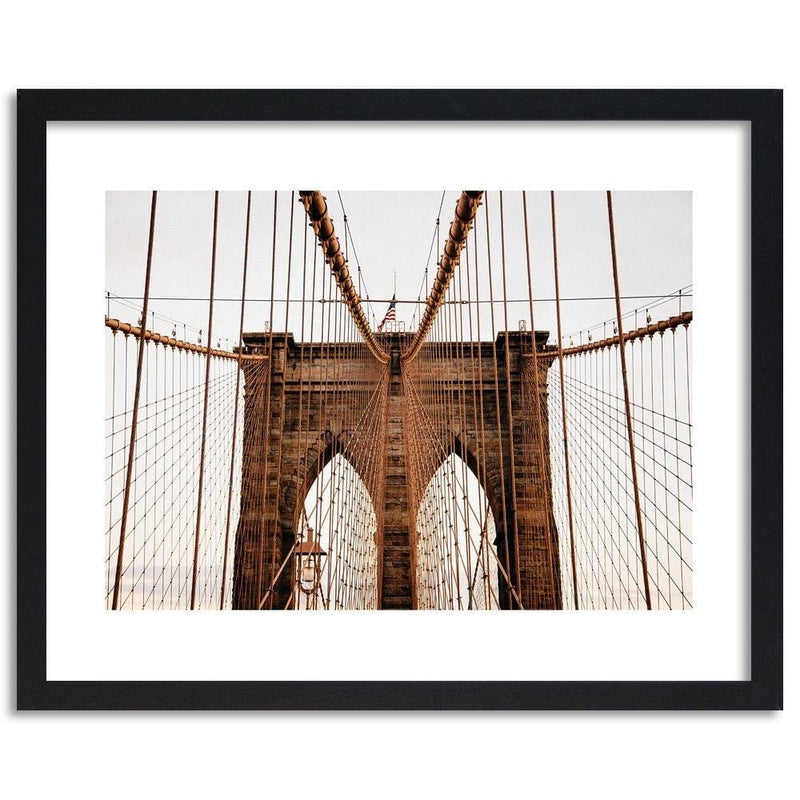 Glezna melnā rāmī - Brooklyn Bridge In New York City  Home Trends