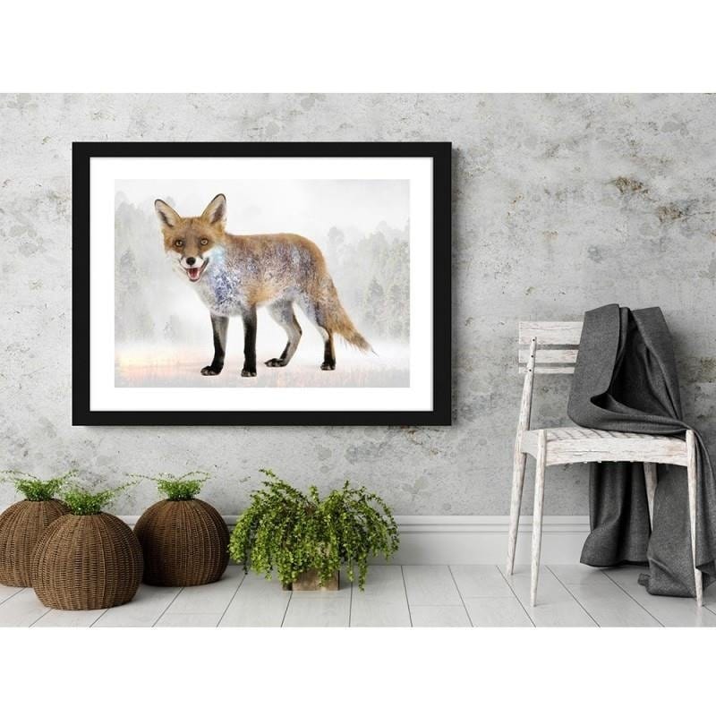 Glezna melnā rāmī - Brown fox  Home Trends