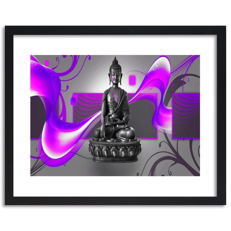 Glezna melnā rāmī - Buddha Abstraction Purple  Home Trends