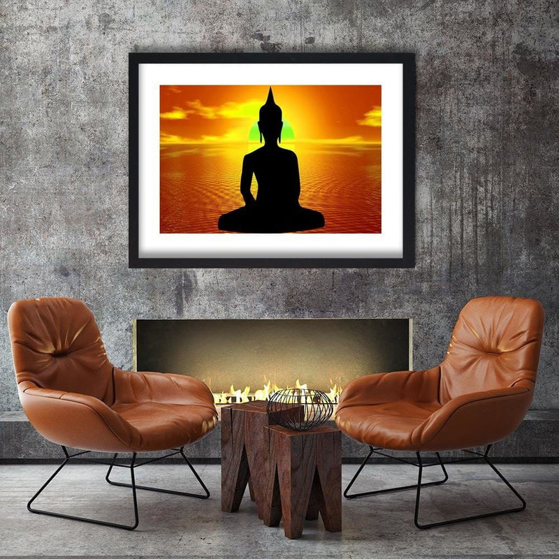 Glezna melnā rāmī - Buddha Meditation  Home Trends