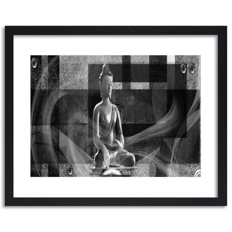 Glezna melnā rāmī - Buddha On Geometric Background  Home Trends