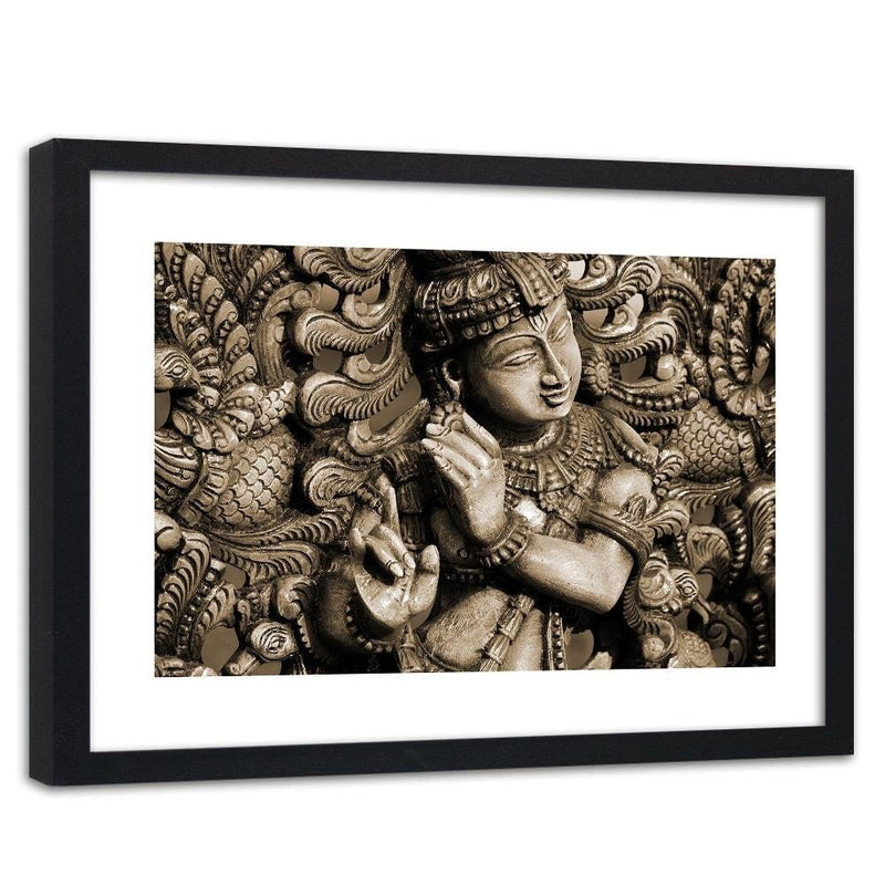 Glezna melnā rāmī - Buddha On The Mosaic Background  Home Trends