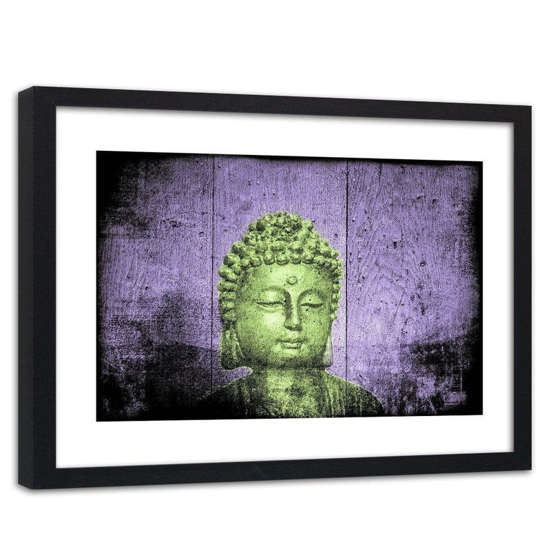 Glezna melnā rāmī - Buddha On Wooden Background  Home Trends