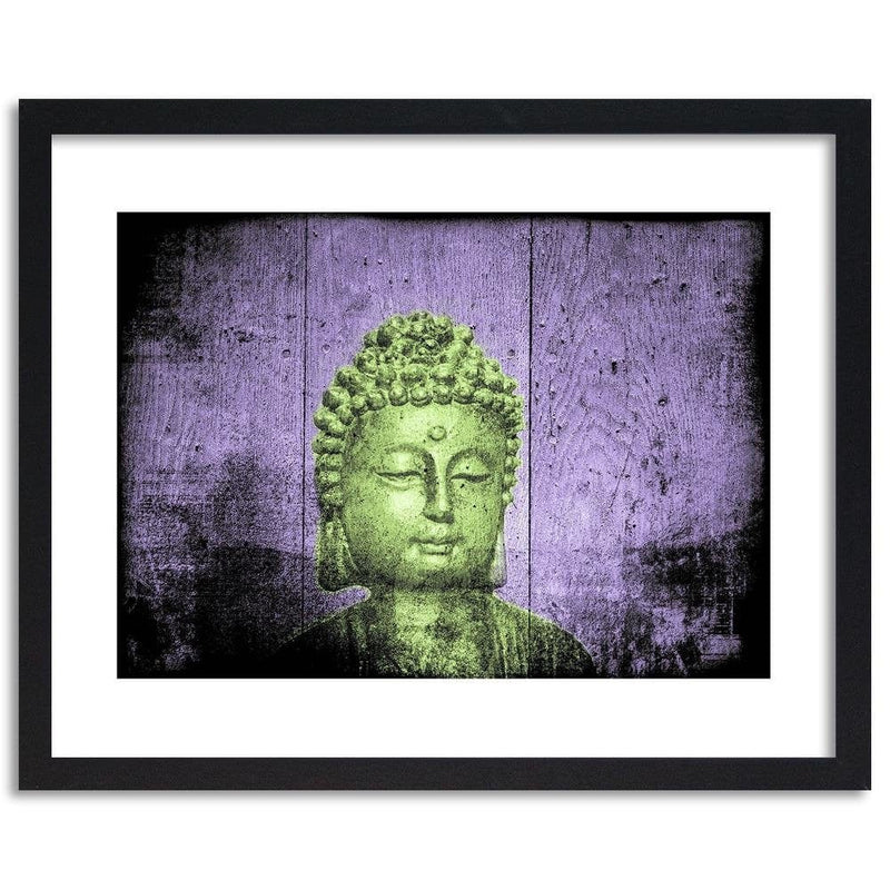 Glezna melnā rāmī - Buddha On Wooden Background  Home Trends