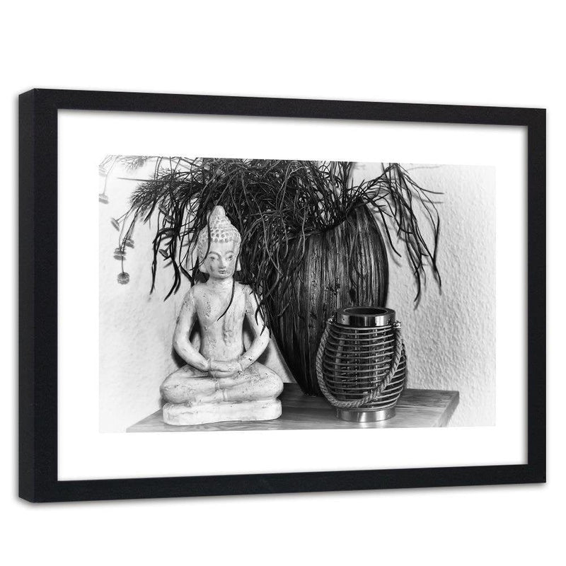 Glezna melnā rāmī - Buddha Vase With Black And White  Home Trends