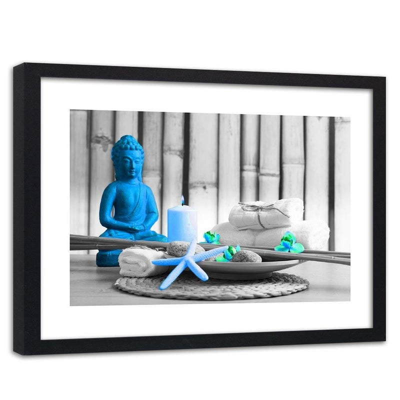 Glezna melnā rāmī - Buddha With Candle  Home Trends