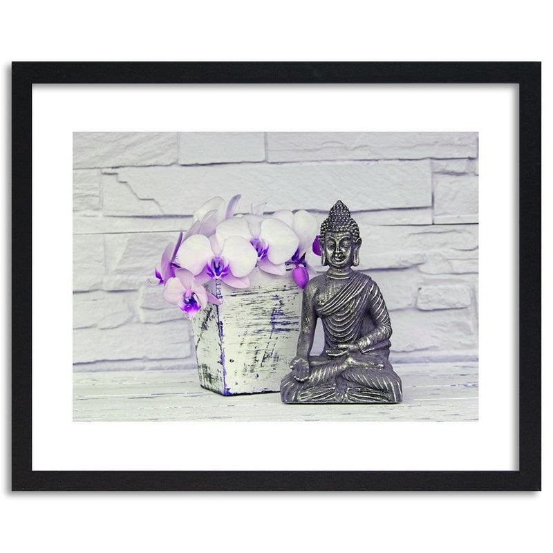 Glezna melnā rāmī - Buddha With Flower  Home Trends