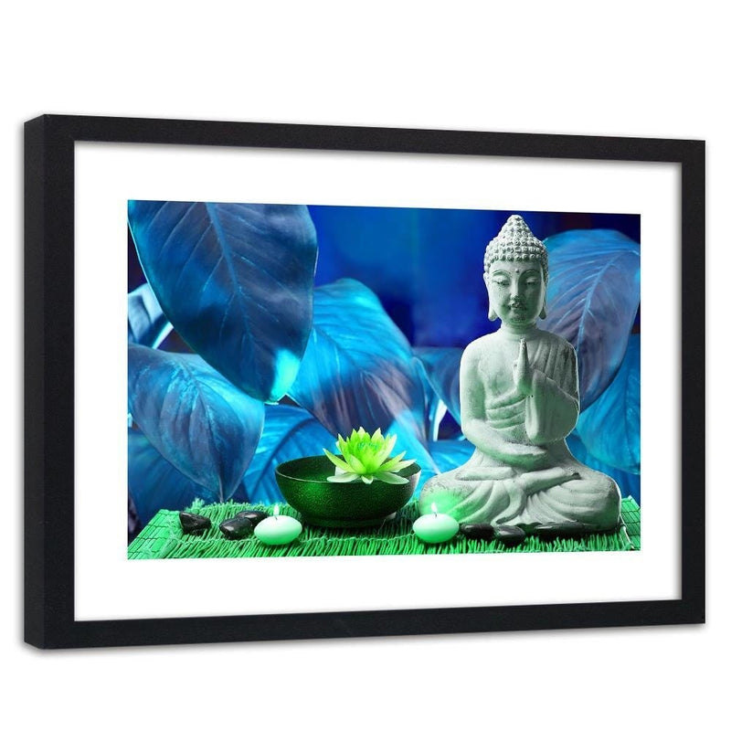 Glezna melnā rāmī - Buddha With Lily  Home Trends