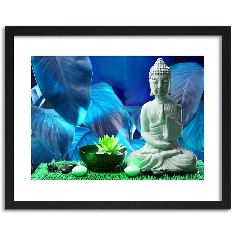 Glezna melnā rāmī - Buddha With Lily  Home Trends