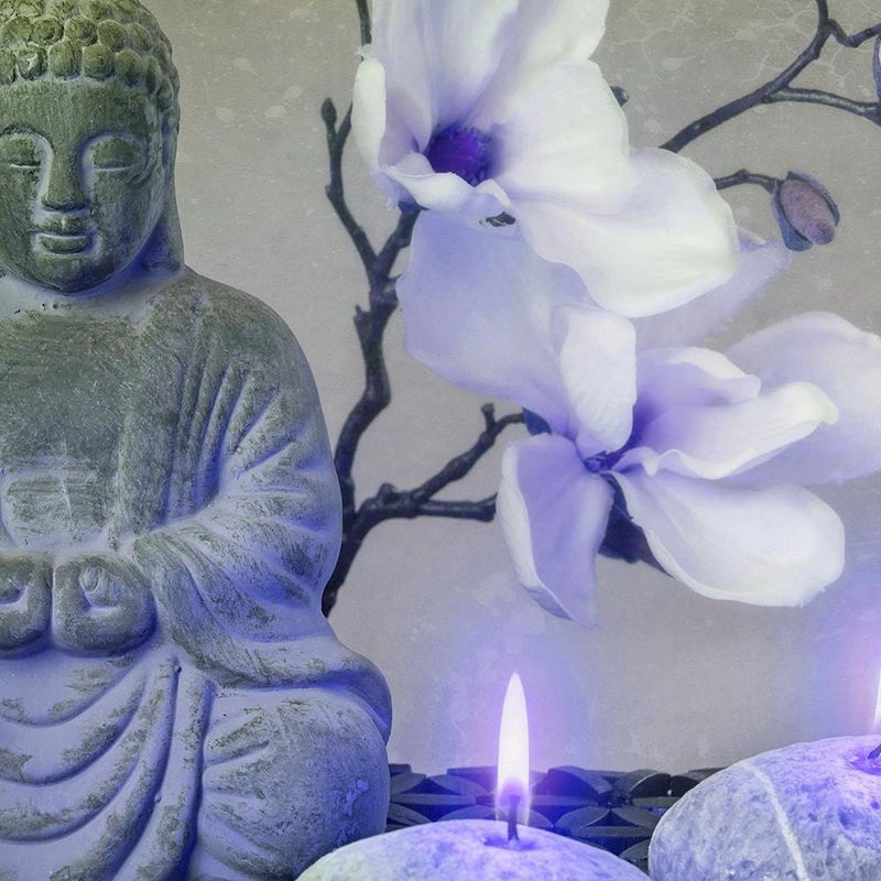 Glezna melnā rāmī - Buddha With Orchids And Candles  Home Trends