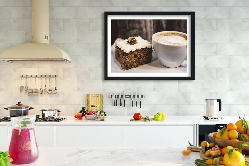 Glezna melnā rāmī - Cappuccino And A Slice Of Cake  Home Trends