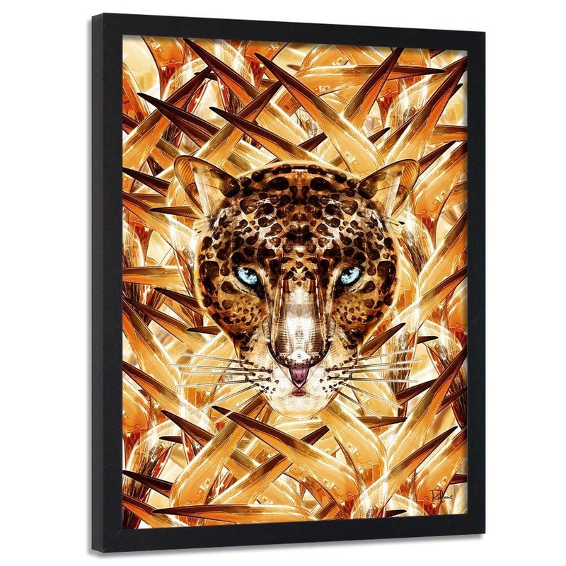 Glezna melnā rāmī - Cheetah Image Animal Print Orange  Home Trends