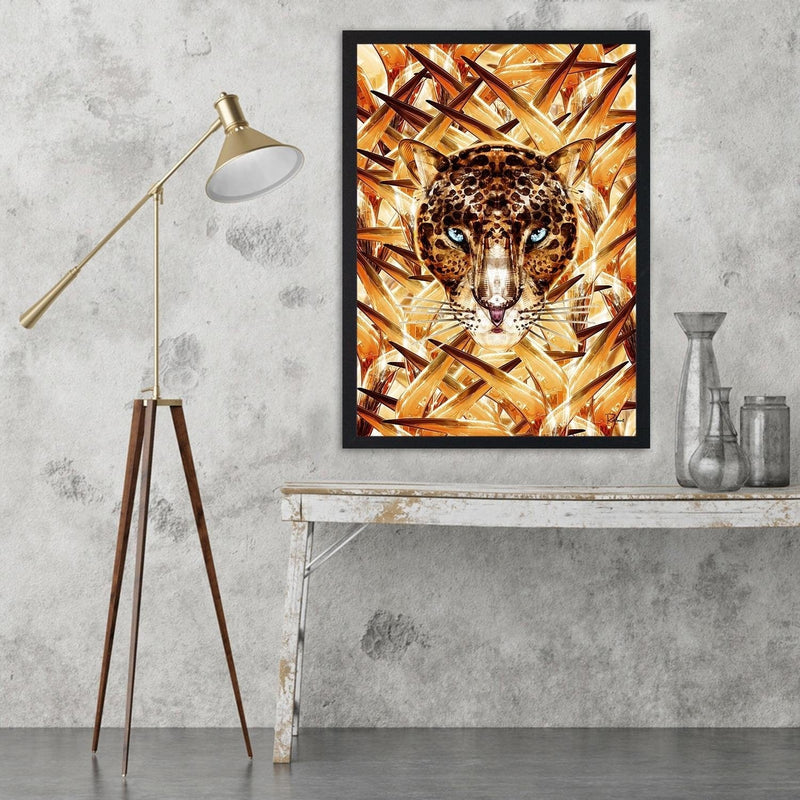 Glezna melnā rāmī - Cheetah Image Animal Print Orange  Home Trends