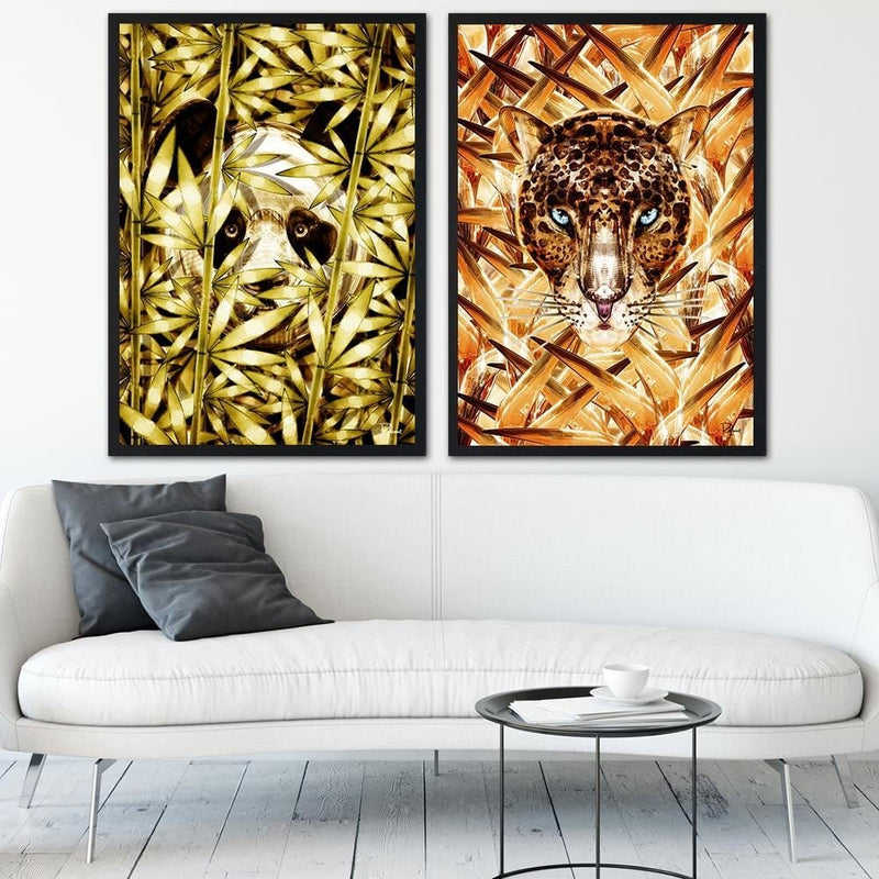 Glezna melnā rāmī - Cheetah Image Animal Print Orange  Home Trends