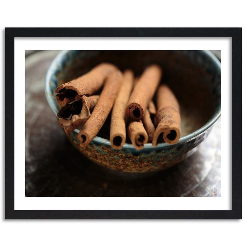 Glezna melnā rāmī - Cinnamon Sticks In A Bowl  Home Trends