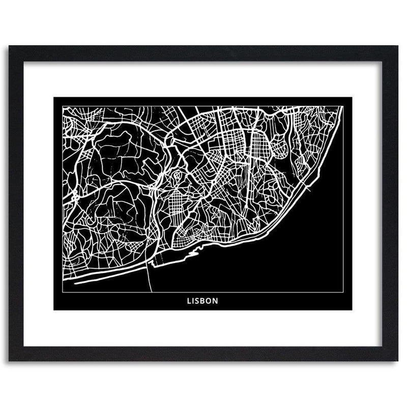 Glezna melnā rāmī - City Lisbon  Home Trends