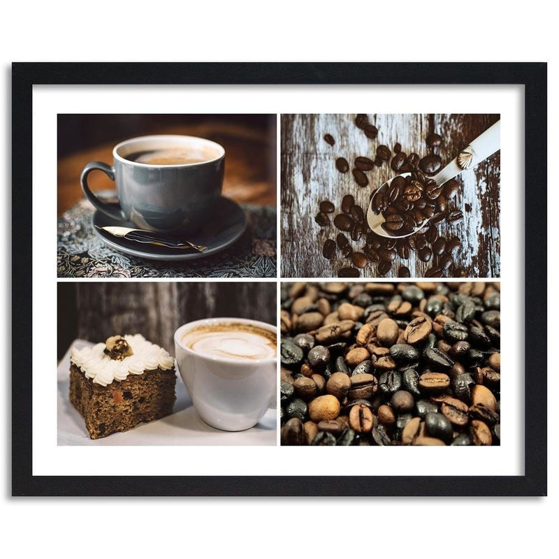 Glezna melnā rāmī - Coffee Beans And Cake  Home Trends